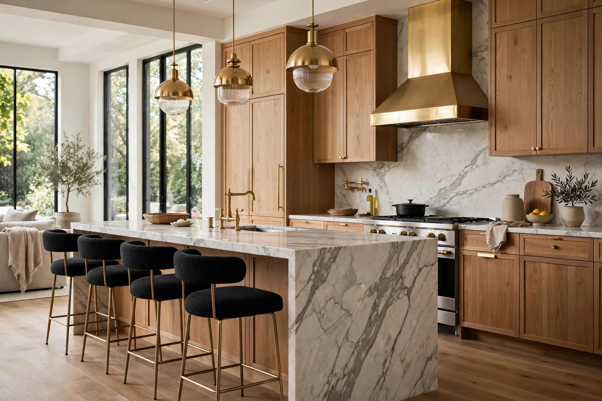 High-end modern kitchen with marble island